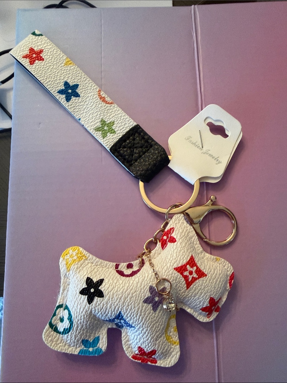 Multicolor Dog Keychain Wristlet Accessory